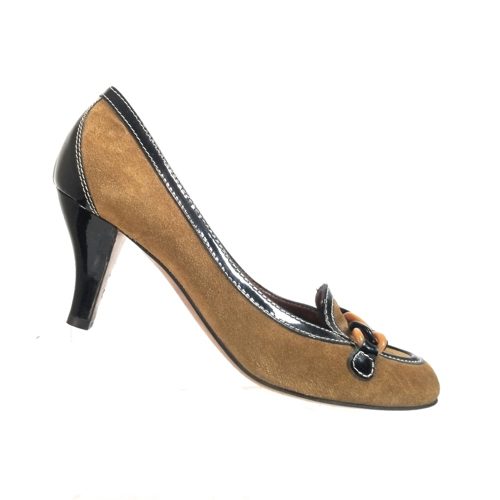 Moschino Women Brown Suede Heels Chain Pumps 39.5